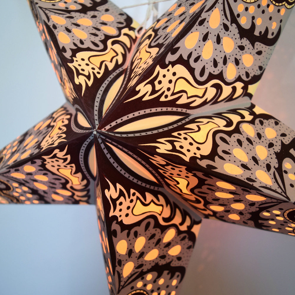 24" Mocha Rain Paper Star Lantern, Hanging Wedding & Party Decoration