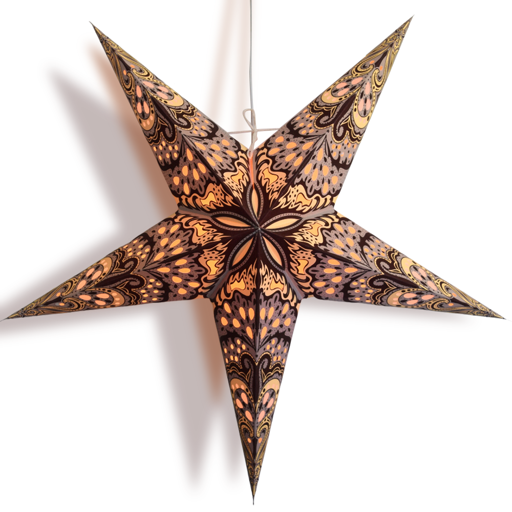 24&quot; Mocha Rain Paper Star Lantern, Hanging Wedding &amp; Party Decoration