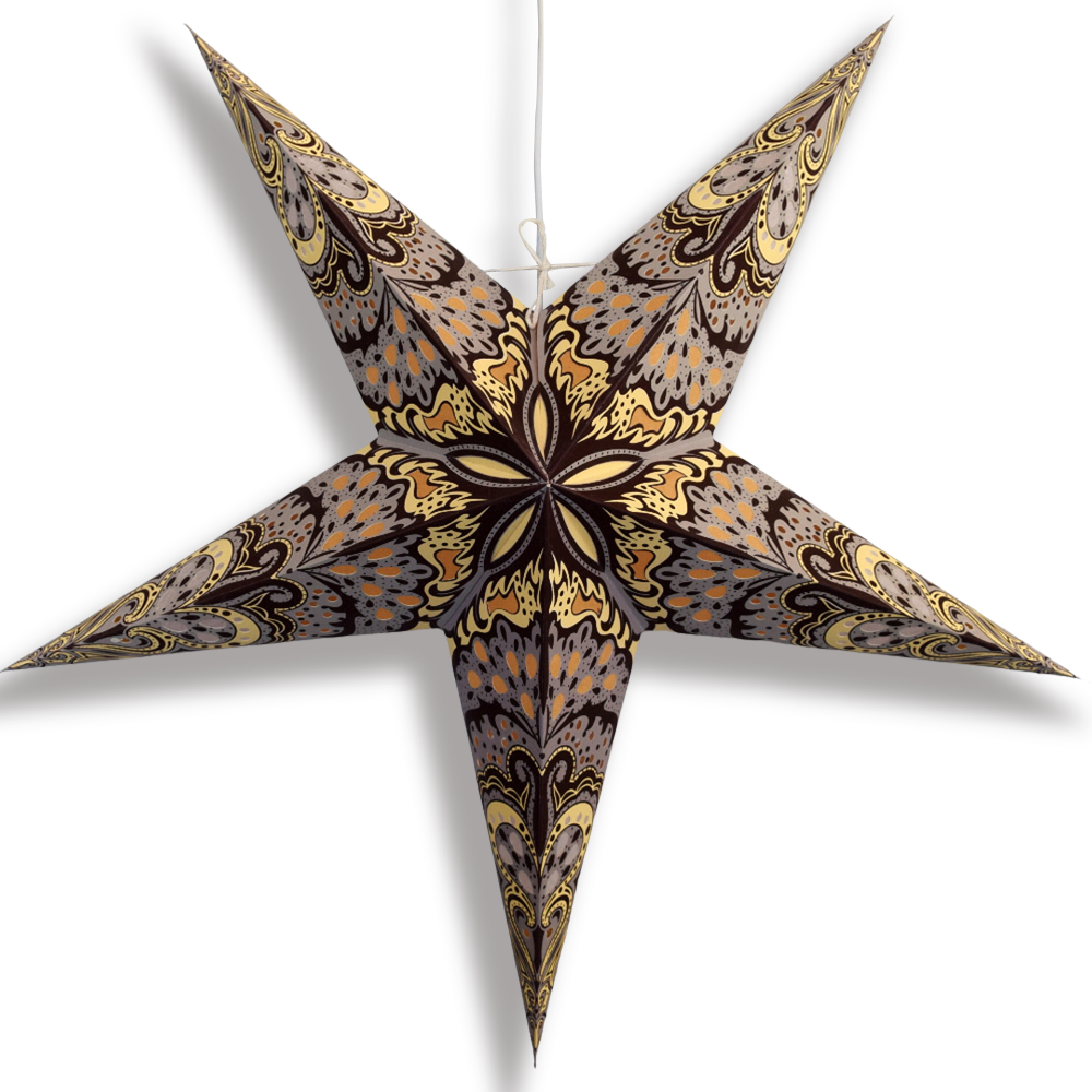 24" Mocha Rain Paper Star Lantern, Hanging Wedding & Party Decoration