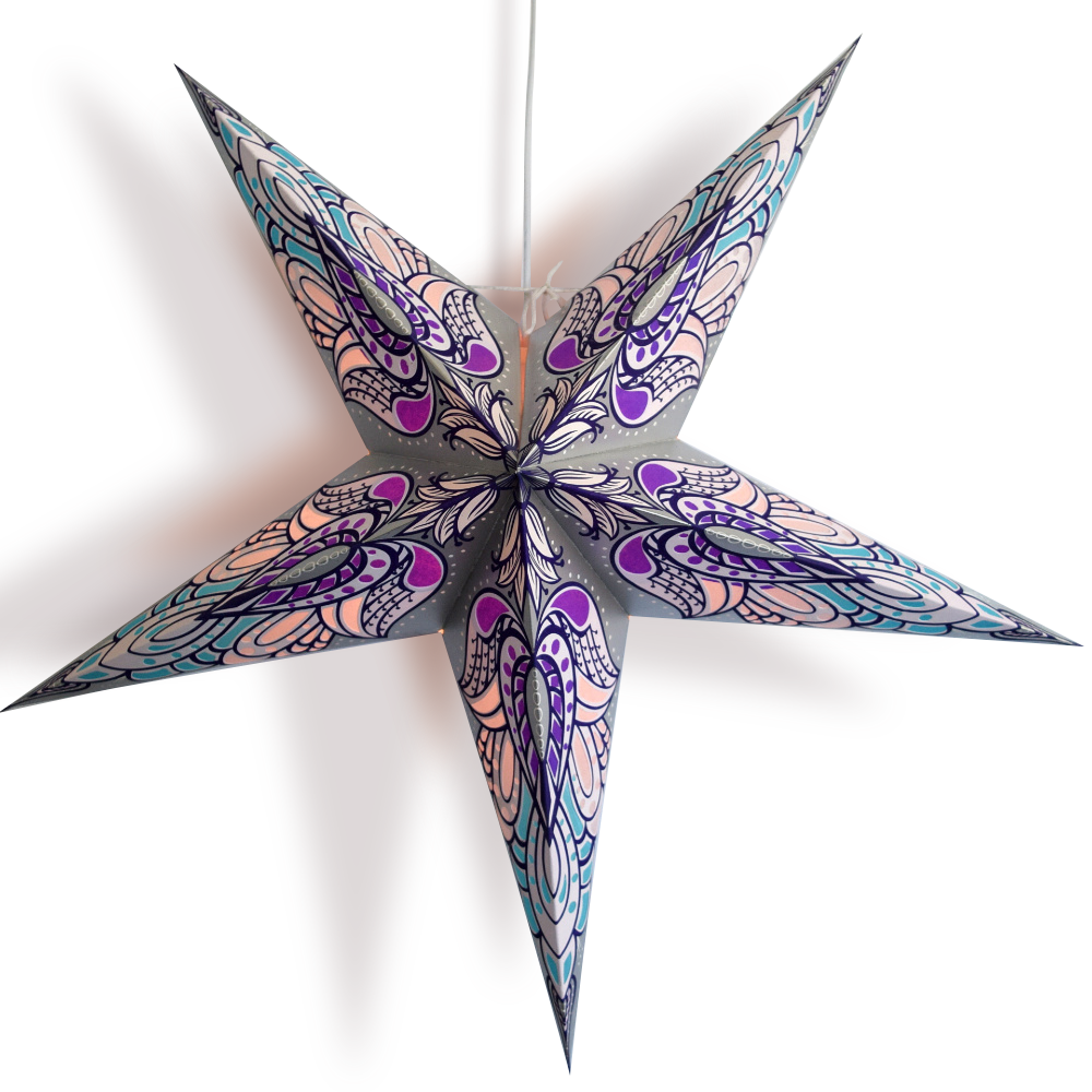 24&quot; Silver Angel Paper Star Lantern, Hanging Wedding &amp; Party Decoration