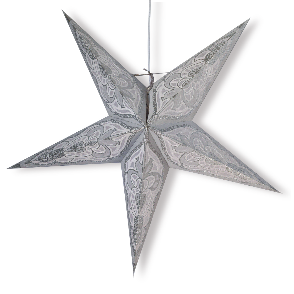 24" Beige Grey Babylon Glitter Paper Star Lantern, Hanging Wedding & Party Decoration