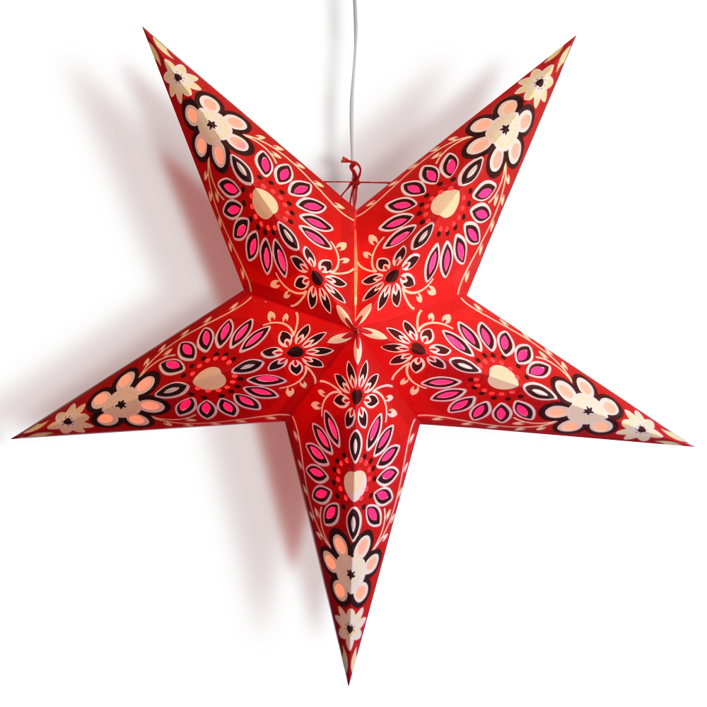 24&quot; Red Sunflower Paper Star Lantern, Hanging Wedding &amp; Party Decoration