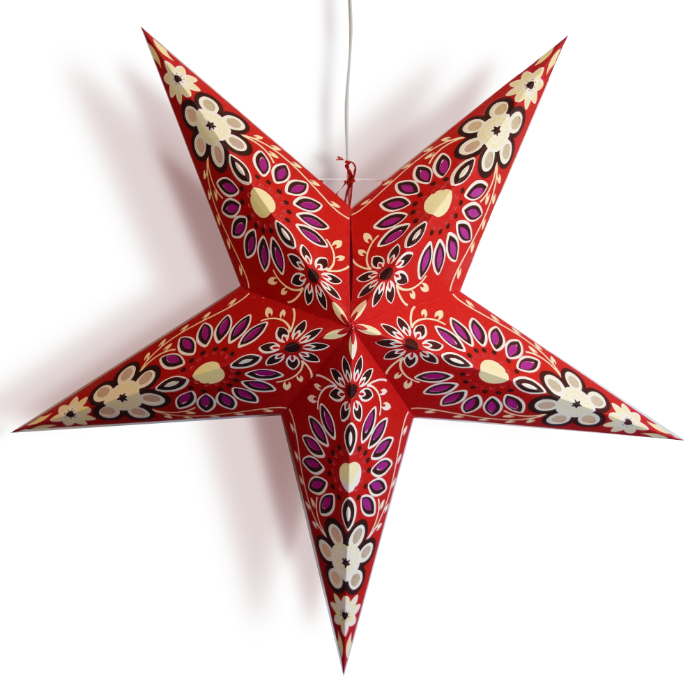 24&quot; Red Sunflower Paper Star Lantern, Hanging Wedding &amp; Party Decoration