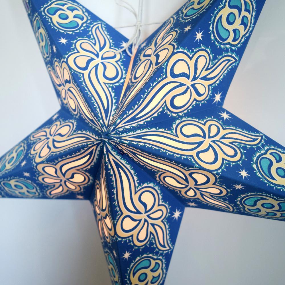24&quot; Blue Breeze Glitter Paper Star Lantern, Hanging Wedding &amp; Party Decoration