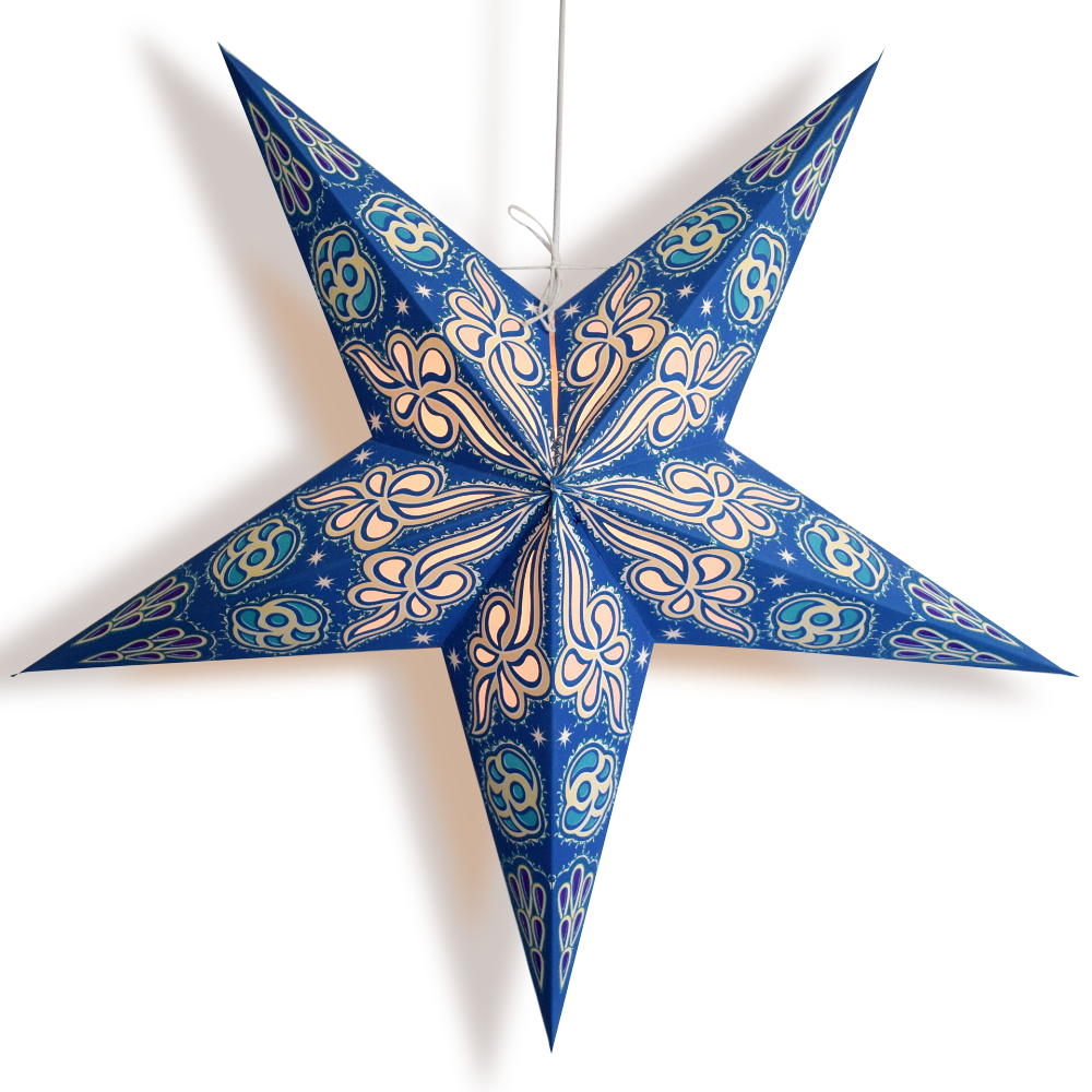 24&quot; Blue Breeze Glitter Paper Star Lantern, Hanging Wedding &amp; Party Decoration