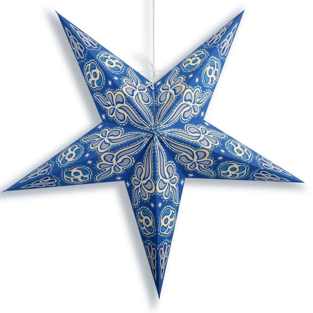 24&quot; Blue Breeze Glitter Paper Star Lantern, Hanging Wedding &amp; Party Decoration