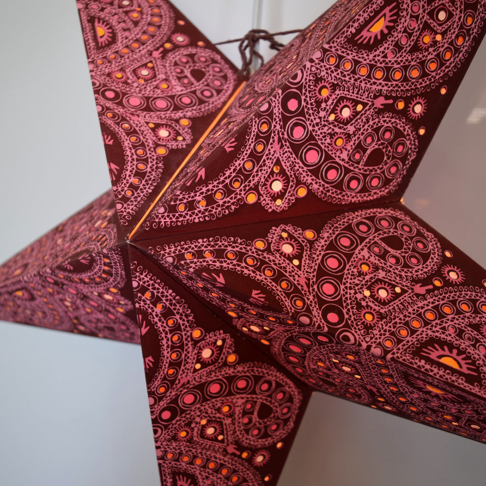 24&quot; Burgandy Red Pink Venise Paper Star Lantern, Hanging Wedding &amp; Party Decoration