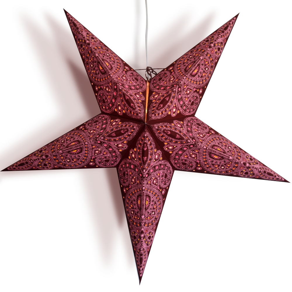 24&quot; Burgandy Red Pink Venise Paper Star Lantern, Hanging Wedding &amp; Party Decoration