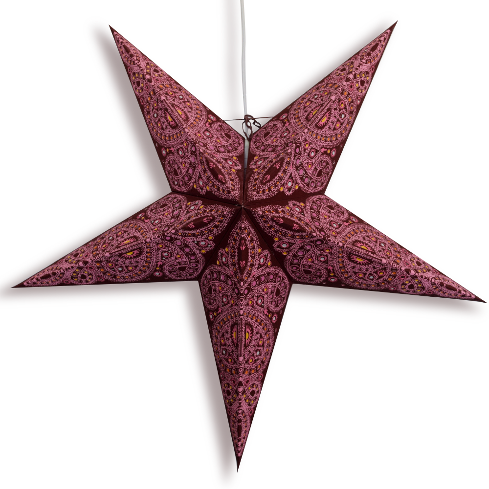 24" Burgandy Red Pink Venise Paper Star Lantern, Hanging Wedding & Party Decoration