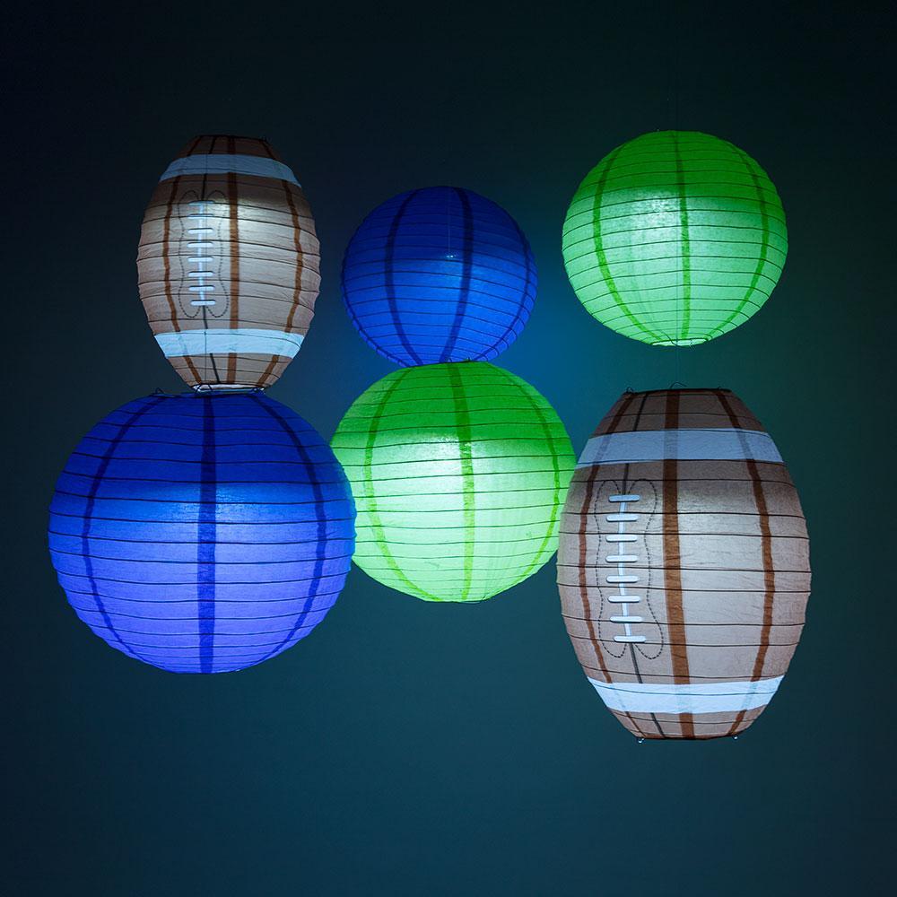 Seattle Pro Football Paper Lanterns 6pc Combo Tailgating Party Pack (Blue/Green) - by PaperLanternStore.com - Paper Lanterns, Decor, Party Lights &amp; More