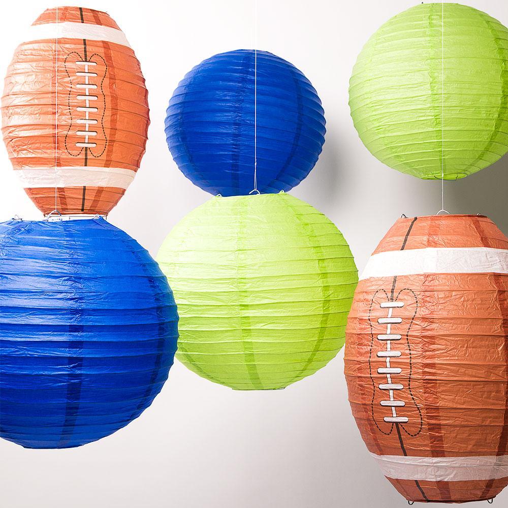 MetMetalrt 12 Inch Football Paper Lanterns, 6 Pcs, Sports Decor For Birthday Parties And Sport Events 6 Pcs