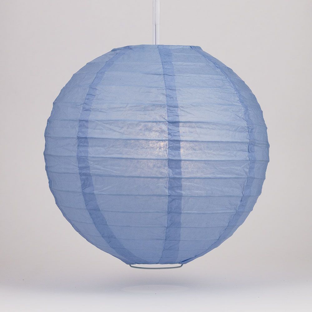 14&quot; Serenity Blue Round Paper Lantern, Even Ribbing, Chinese Hanging Decoration for Weddings and Parties - PaperLanternStore.com - Paper Lanterns, Decor, Party Lights &amp; More