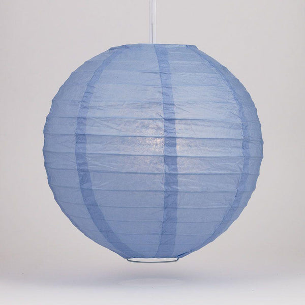 12 Inch Serenity Blue Parallel Ribbing Round Paper Lantern - Luna Bazaar | Boho & Vintage Style Decor