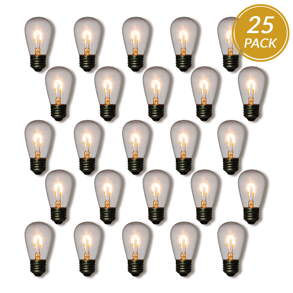 25-Pack LED Filament S14 Shatterproof Energy Saving Light Bulb, Dimmable, 1W,  E26 Medium Base - PaperLanternStore.com - Paper Lanterns, Decor, Party Lights &amp; More