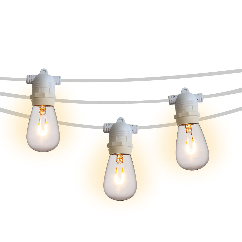 10 Socket Outdoor Commercial String Light Set, Shatterproof LED Light Bulbs  Cool White, 21 FT Black Cord, Weatherproof On Sale Now! String Lights at  PaperLanternStore! -  - Paper Lanterns, Decor, Party
