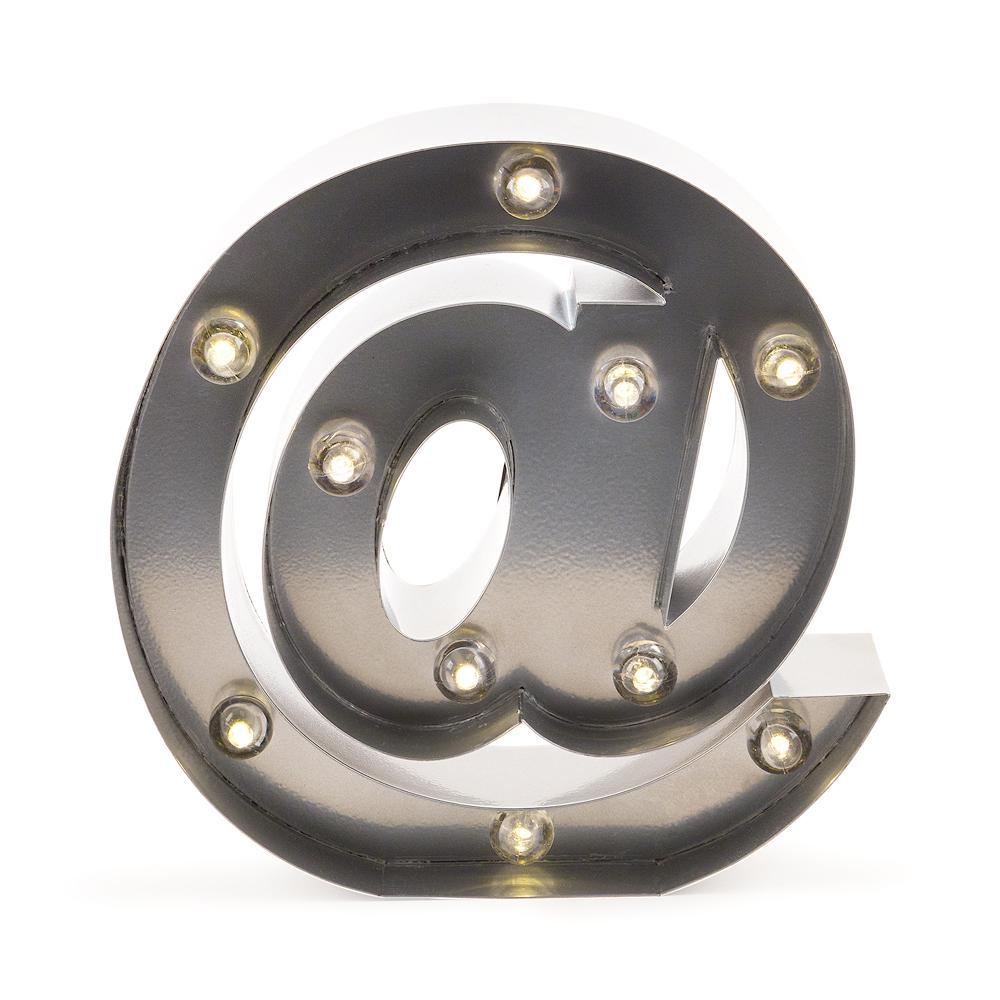 Silver Marquee Light Symbol &#39;@ / At Web Internet&#39; LED Metal Sign (8 Inch, Battery Operated w/ Timer) - PaperLanternStore.com - Paper Lanterns, Decor, Party Lights &amp; More