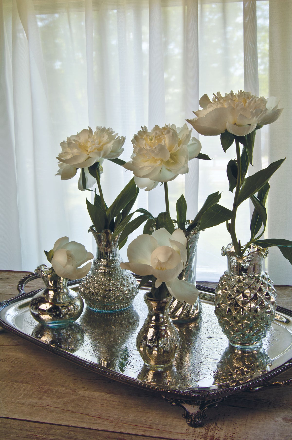 2 PACK | Vintage Mercury Glass Vase (4-Inch, Bernadette Mini Ribbed Design, Silver) - Decorative Flower Vase - PaperLanternStore.com - Paper Lanterns, Decor, Party Lights &amp; More