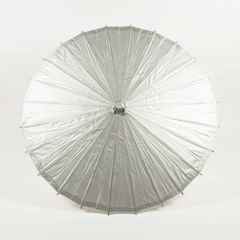 28&quot; Silver Paper Parasol Umbrella - PaperLanternStore.com - Paper Lanterns, Decor, Party Lights &amp; More