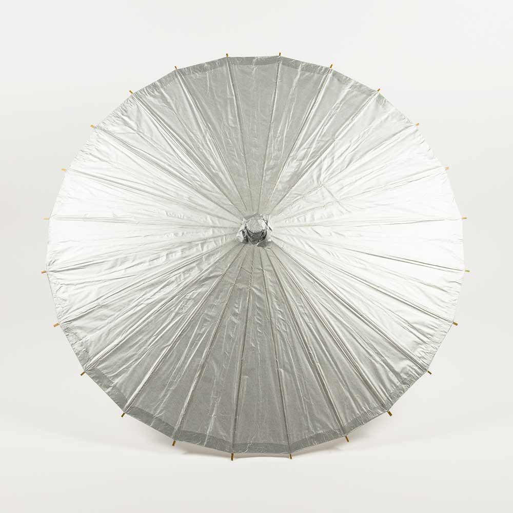 28" Silver Paper Parasol Umbrella - PaperLanternStore.com - Paper Lanterns, Decor, Party Lights & More