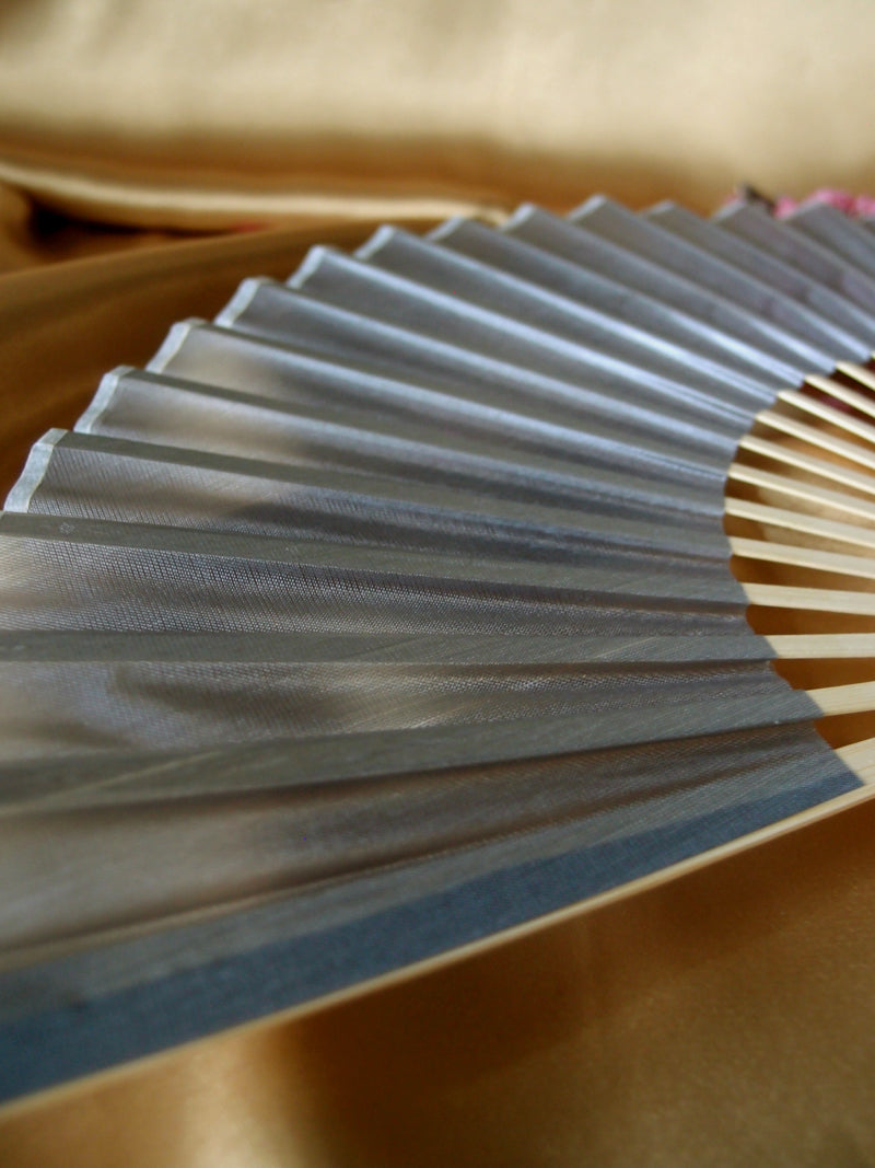 9&quot; Silver Silk Hand Fans for Weddings (10 Pack) - PaperLanternStore.com - Paper Lanterns, Decor, Party Lights &amp; More