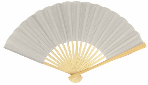 BULK PACK (50) 9" Silver Silk Hand Fans for Weddings - PaperLanternStore.com - Paper Lanterns, Decor, Party Lights & More