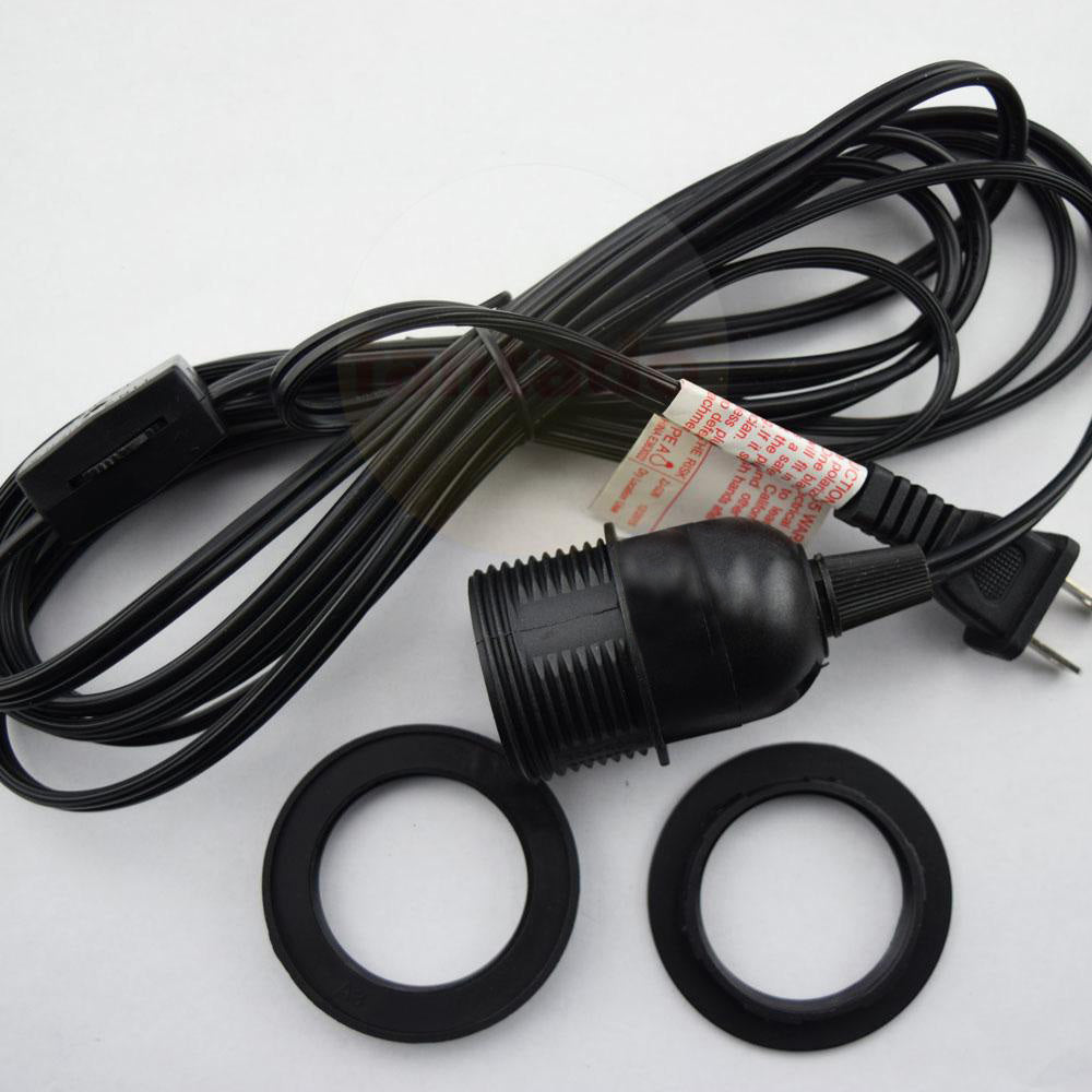 Extra-Long Single Socket Black Pendant Light Lamp Cord for Lanterns &amp; Light Bulbs, Switch, 25 FT