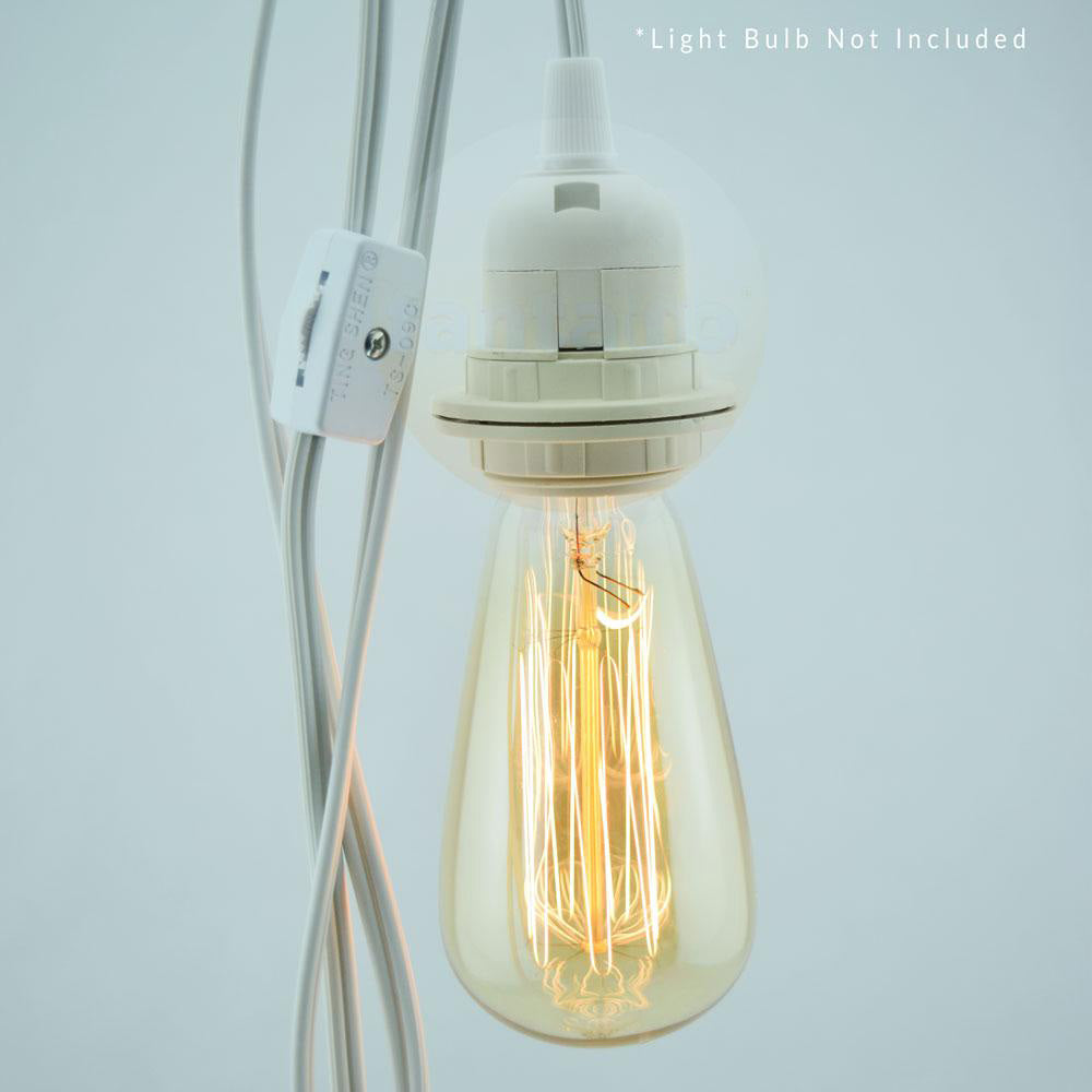 BULK PACK (10) Single Socket Pendant Light Cord Kits for Lanterns (11FT, Switch, White) - PaperLanternStore.com - Paper Lanterns, Decor, Party Lights & More