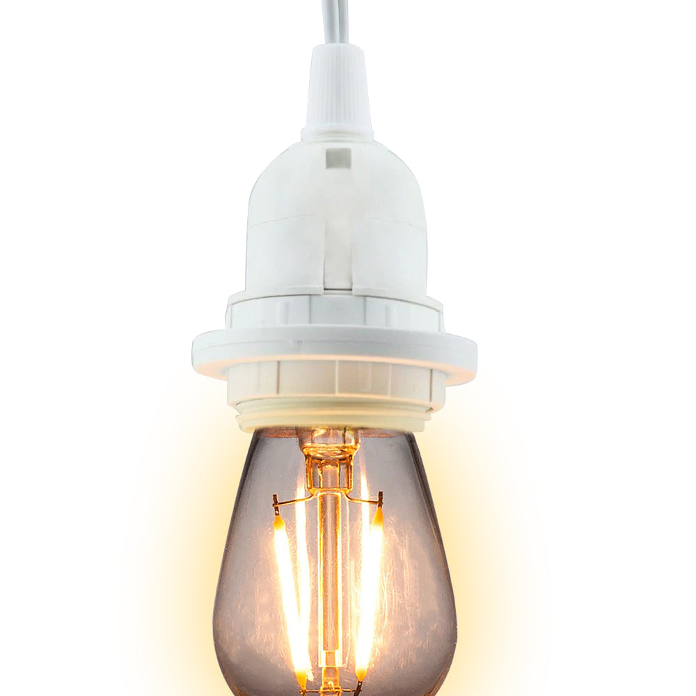 CORD + SHATTERPROOF BULB | White Pendant Light Lamp Cord Combo Kit, Switch, S14 Warm White Bulb