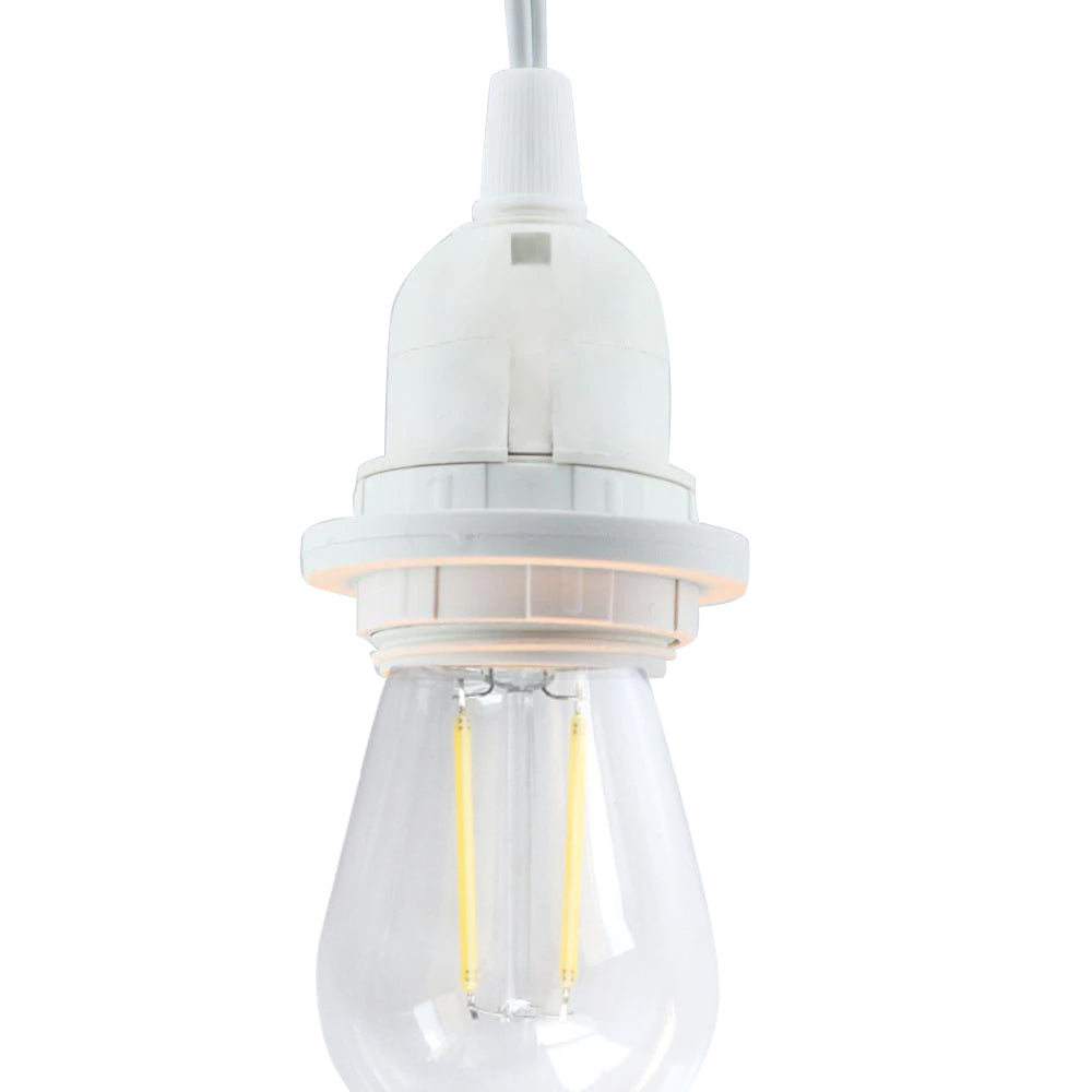 CORD + SHATTERPROOF BULB | White Pendant Light Lamp Cord Combo Kit, Switch, S14 Cool White Bulb