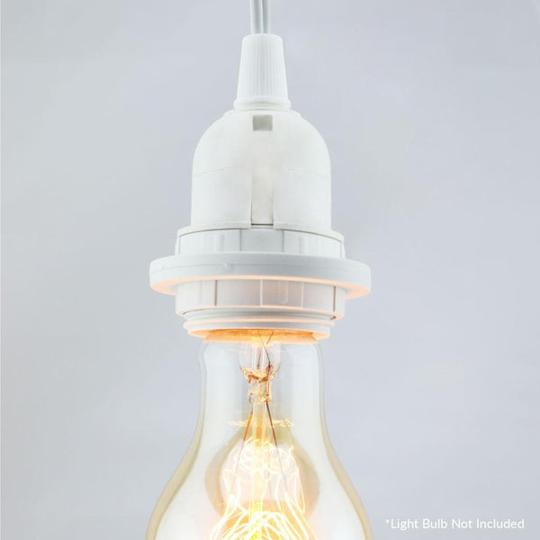 15FT Single Socket White Commercial Grade Outdoor Pendant Light Lamp Cord - PaperLanternStore.com - Paper Lanterns, Decor, Party Lights &amp; More