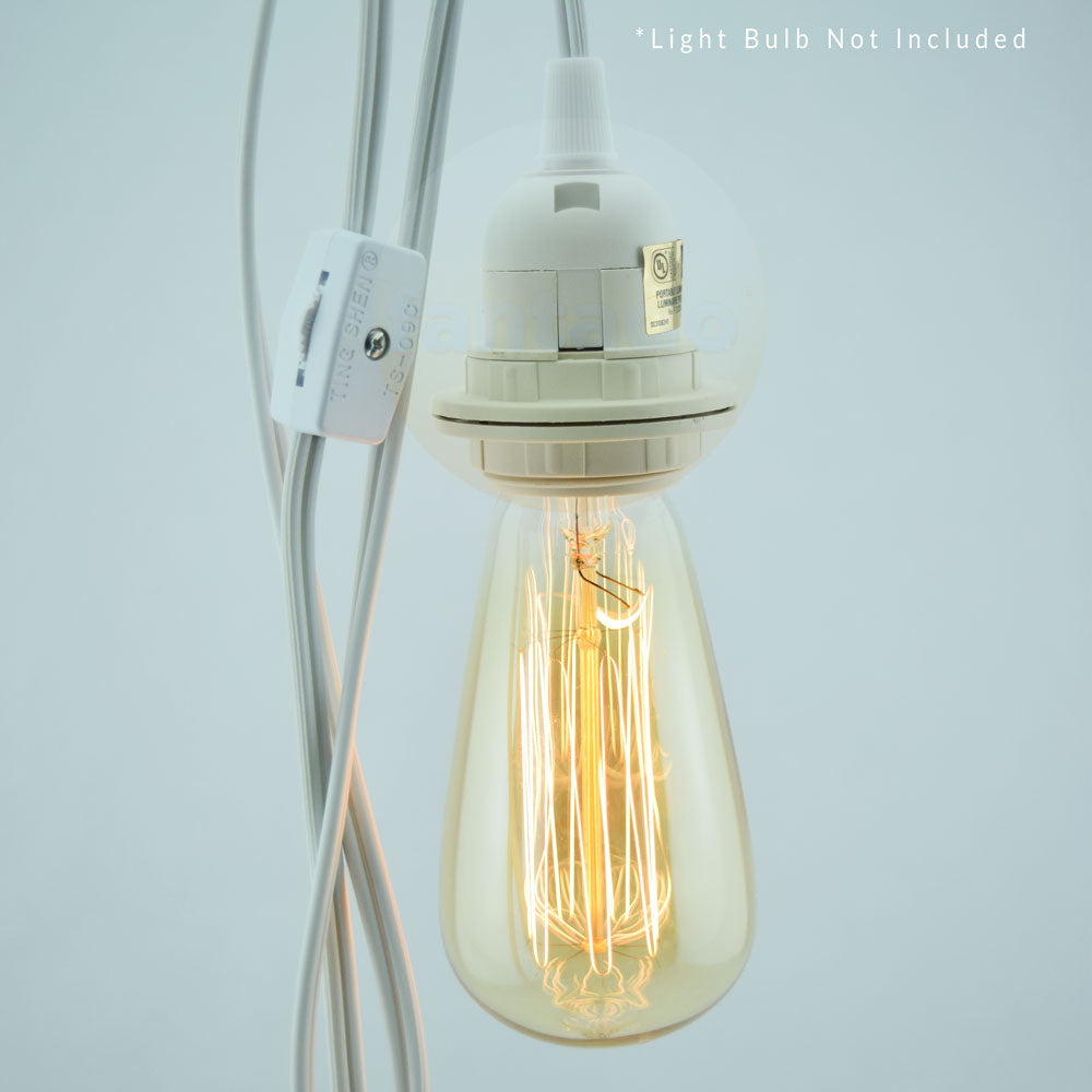 BULK PACK (6) Single Socket Pendant Light Cord Kits for Lanterns (15FT, UL Listed, Switch, White) - PaperLanternStore.com - Paper Lanterns, Decor, Party Lights & More