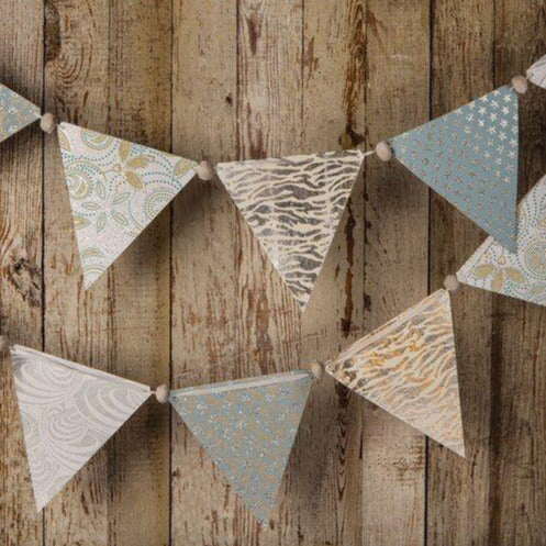 Silver Paper Large Triangle Pennant Banner (9.5 Feet Long) - PaperLanternStore.com - Paper Lanterns, Decor, Party Lights & More