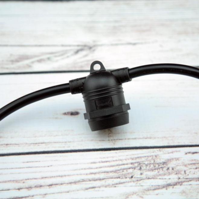 Patriotic 4th of July Outdoor Commercial String Light with Shatterproof LED Bulbs, Black Cord