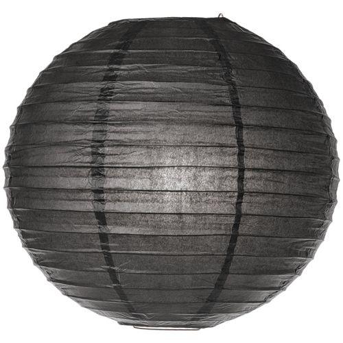 Black 6 Inch Round Parallel Ribbed No Frills Paper Lantern Set of 10 - PaperLanternStore.com - Paper Lanterns, Decor, Party Lights &amp; More