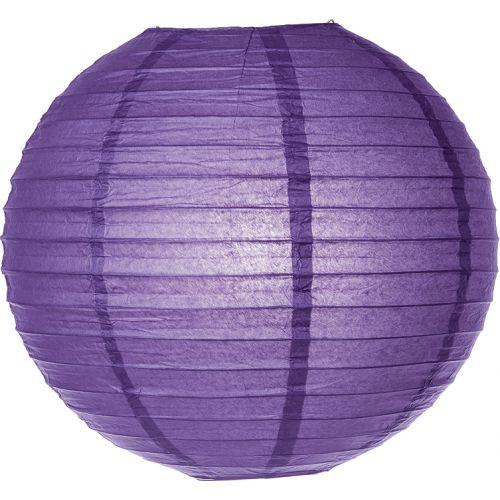 Dark Purple 6 Inch Round No Frills Parallel Ribbed Paper Lantern Set of 10 - PaperLanternStore.com - Paper Lanterns, Decor, Party Lights &amp; More