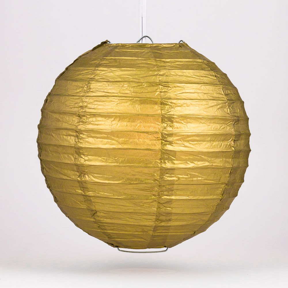 4&quot; Gold Round Paper Lantern, Even Ribbing, Hanging Decoration (10 PACK) - PaperLanternStore.com - Paper Lanterns, Decor, Party Lights &amp; More