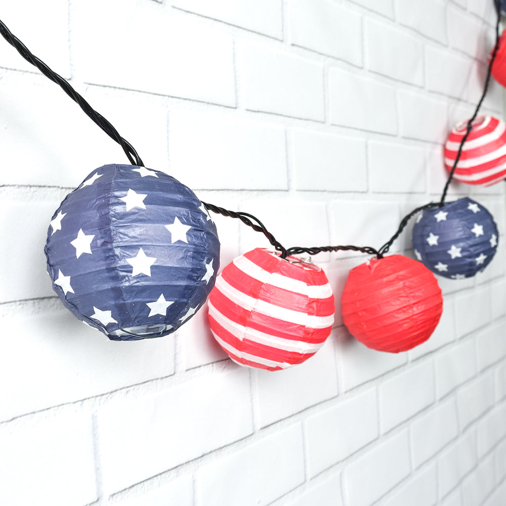 4" 4th of July Red, White and Blue Round Paper Lantern, Even Ribbing, Hanging Decoration (10 PACK) - PaperLanternStore.com - Paper Lanterns, Decor, Party Lights & More