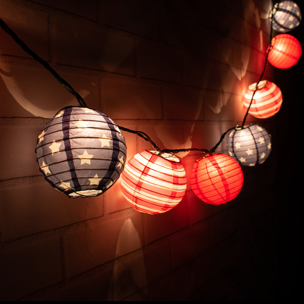 4&quot; 4th of July Red, White and Blue Round Paper Lantern, Even Ribbing, Hanging Decoration (10 PACK) - PaperLanternStore.com - Paper Lanterns, Decor, Party Lights &amp; More