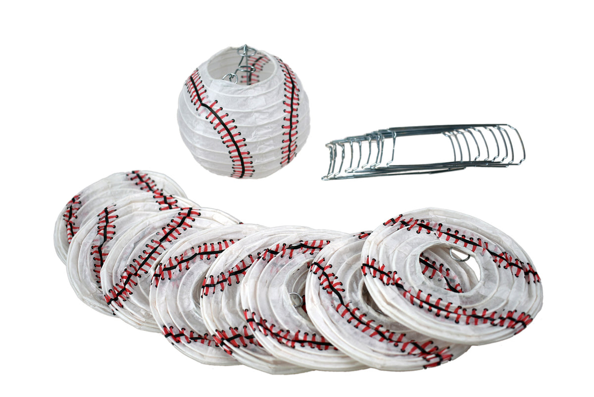 4&quot; Baseball Paper Lantern Shaped Sport Paper Lantern, Even Ribbing, Hanging Decoration (10 PACK) - PaperLanternStore.com - Paper Lanterns, Decor, Party Lights &amp; More