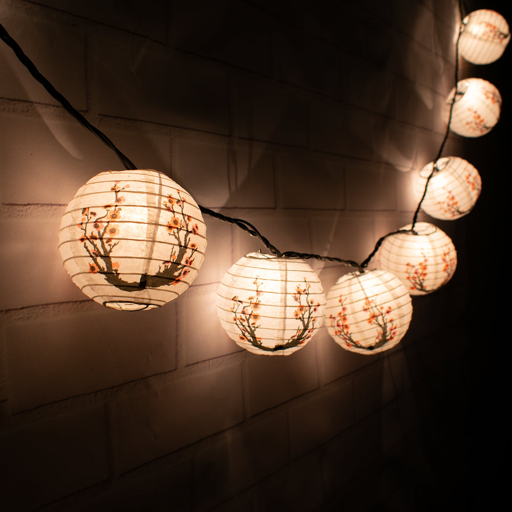 4" Cherry Blossom Round Paper Lantern, Even Ribbing, Hanging Decoration (10 PACK) - PaperLanternStore.com - Paper Lanterns, Decor, Party Lights & More
