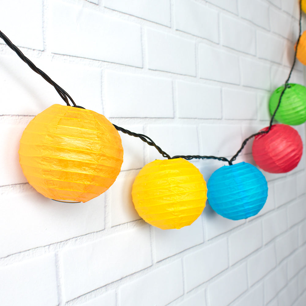 4" Multi-Color Round Paper Lantern, Even Ribbing, Hanging Decoration (10 PACK) - PaperLanternStore.com - Paper Lanterns, Decor, Party Lights & More