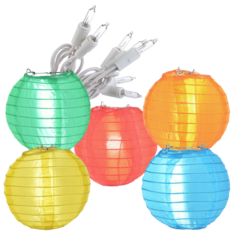 4 Inch Multi-Color Round Shimmering Nylon Lanterns, Even Ribbing, Hanging (10-PACK) Decoration - PaperLanternStore.com - Paper Lanterns, Decor, Party Lights &amp; More