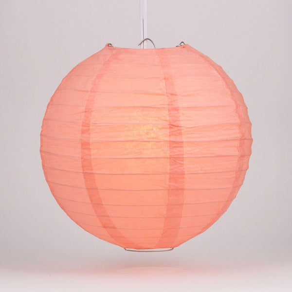 BULK PACK (5) 8&quot; Roseate / Pink Coral Round Paper Lantern, Even Ribbing, Chinese Hanging Wedding &amp; Party Decoration - PaperLanternStore.com - Paper Lanterns, Decor, Party Lights &amp; More