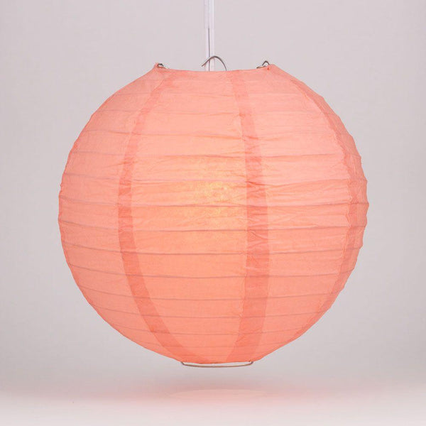 8" Roseate / Pink Coral Round Paper Lantern, Even Ribbing, Chinese Hanging Wedding & Party Decoration - PaperLanternStore.com - Paper Lanterns, Decor, Party Lights & More