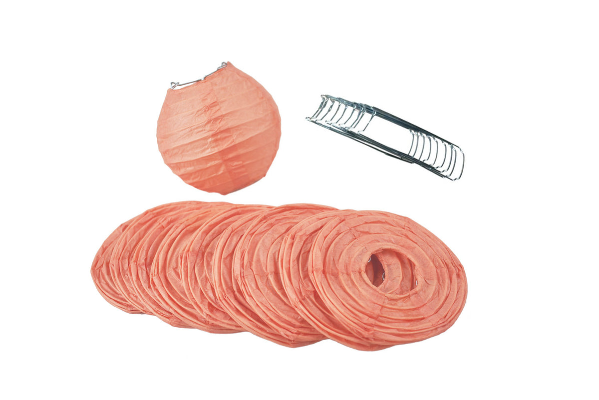 4&quot; Roseate / Pink Coral Round Paper Lantern, Even Ribbing, Hanging Decoration (10 PACK) - PaperLanternStore.com - Paper Lanterns, Decor, Party Lights &amp; More
