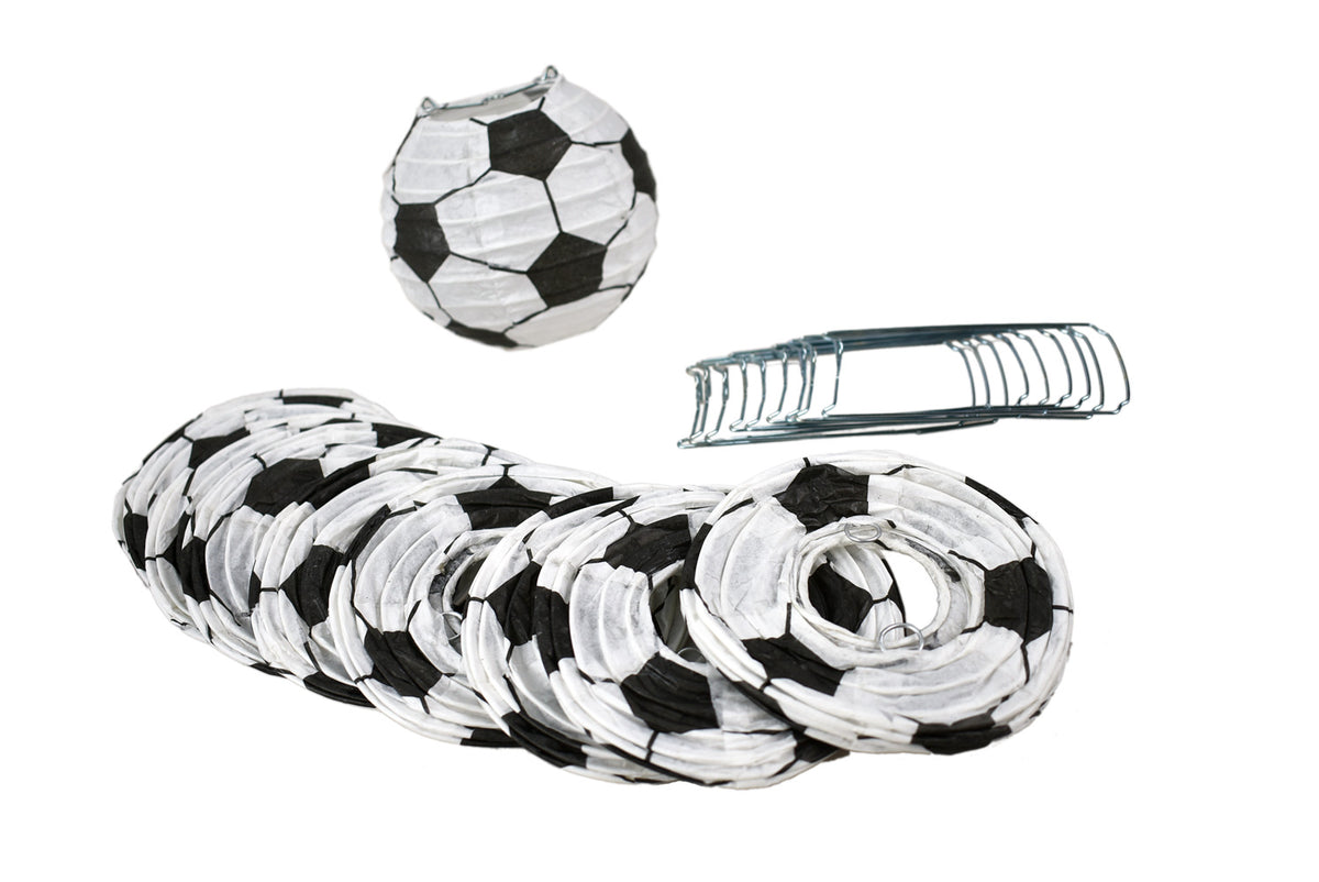 4&quot; Soccer Ball / Futbol Shaped Sport Paper Lantern, Even Ribbing, Hanging Decoration (10 PACK) - PaperLanternStore.com - Paper Lanterns, Decor, Party Lights &amp; More