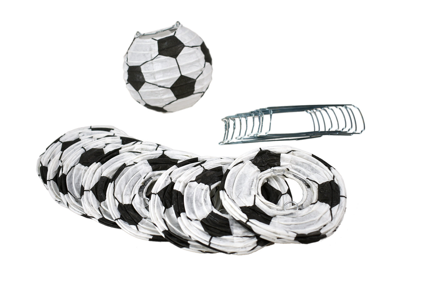 4" Soccer Ball / Futbol Shaped Sport Paper Lantern, Even Ribbing, Hanging Decoration (10 PACK) - PaperLanternStore.com - Paper Lanterns, Decor, Party Lights & More