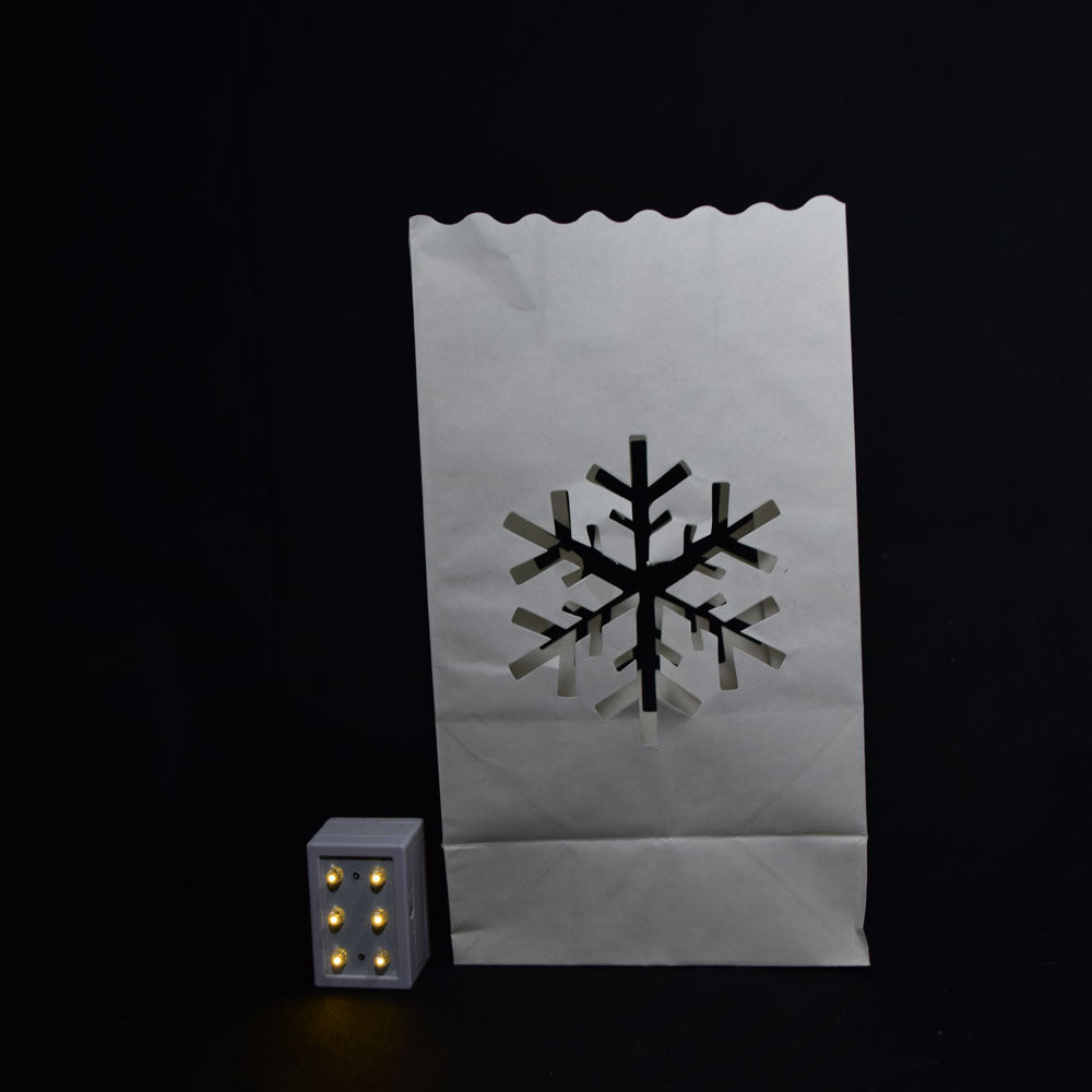 Snowflake Paper Luminaries / Luminary Lantern Bags Path Lighting (10 PACK) - PaperLanternStore.com - Paper Lanterns, Decor, Party Lights & More