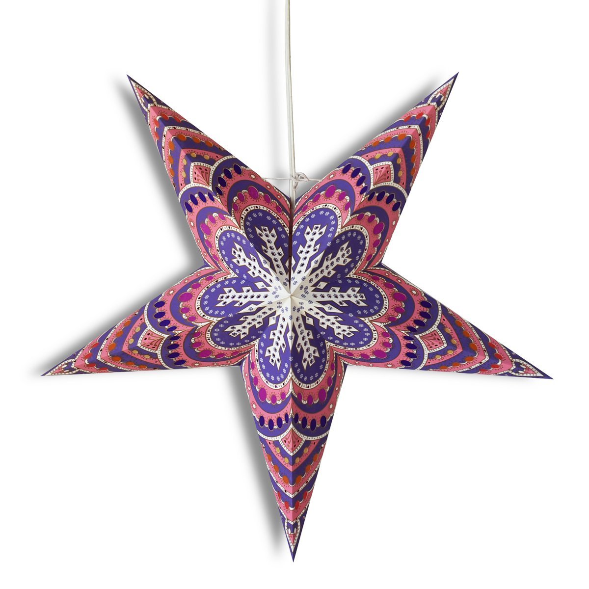 24" Purple Snowflake Paper Star Lantern, Hanging Wedding & Party Decoration - PaperLanternStore.com - Paper Lanterns, Decor, Party Lights & More