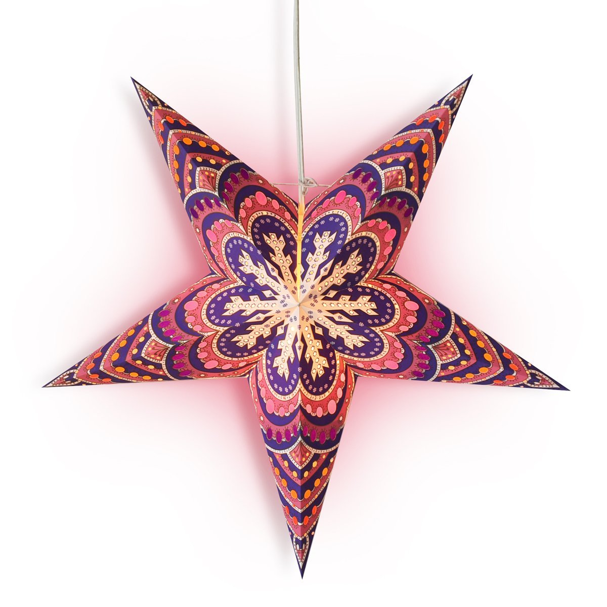 24&quot; Purple Snowflake Paper Star Lantern, Hanging Wedding &amp; Party Decoration - PaperLanternStore.com - Paper Lanterns, Decor, Party Lights &amp; More